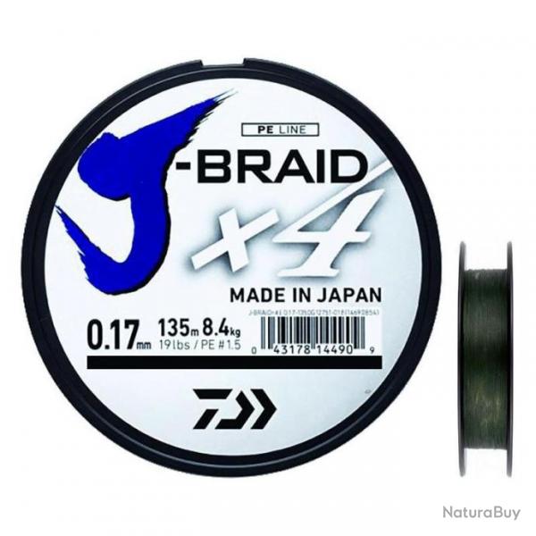 Tresse Daiwa J Braid X4 135m Vert Vert 33/100 22,4kg