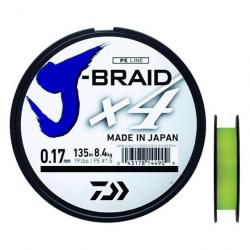 Tresse Daiwa J Braid X4 135m Jaune Jaune 2,6kg 07/100