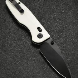 Couteau CMB Made Knives Predator White Micarta Lame Acier 14C28N Blackwash IKBS Axis Lock CMB08WB