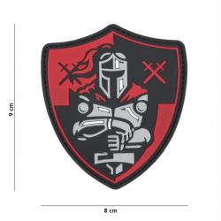 Patch 3D PVC Bouclier Knight Rouge / Noir (101 Inc)