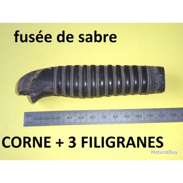 fuse de sabre en CORNE de buffle + 3 FILIGRANES (officier) - VENDU PAR JEPERCUTE (D23E23)