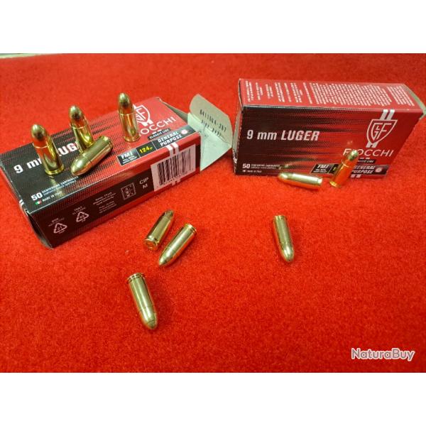 Op ! FIOCCHI / CAL. 9X19 FMJ 124 GRAINS / BTE DE 50 MUNITIONS. merci de lire l'annonce complte