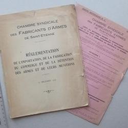 SAINT-ETIENNE Livret 1937 Règlementation Fabrication Commerce Détention Armes et munitions