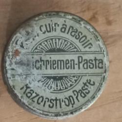 ancienne petite boite métal de graisse pour cuir rasoir 1950   rasoir coupe choux