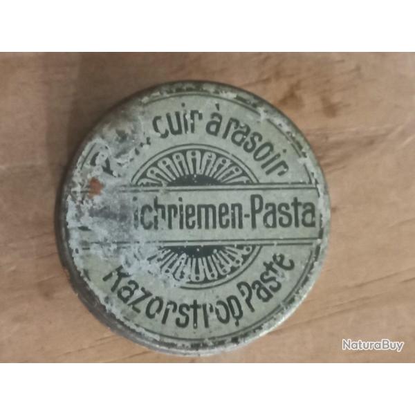 ancienne petite boite mtal de graisse pour cuir rasoir 1950   rasoir coupe choux