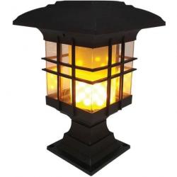 Lampe solaire Lanterne pour jardin effet flamme Noir