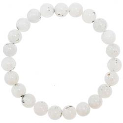 Bracelet en pierre de lune blanche - Perles rondes 8 mm