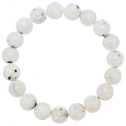 Bracelet en pierre de lune blanche - Perles rondes 10 mm