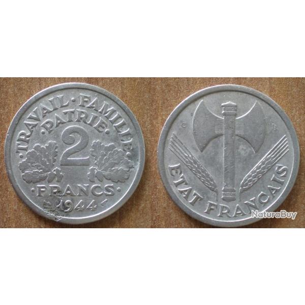 France 2 Francs 1944 C Castel Sarrazin Piece Francisque Vichy