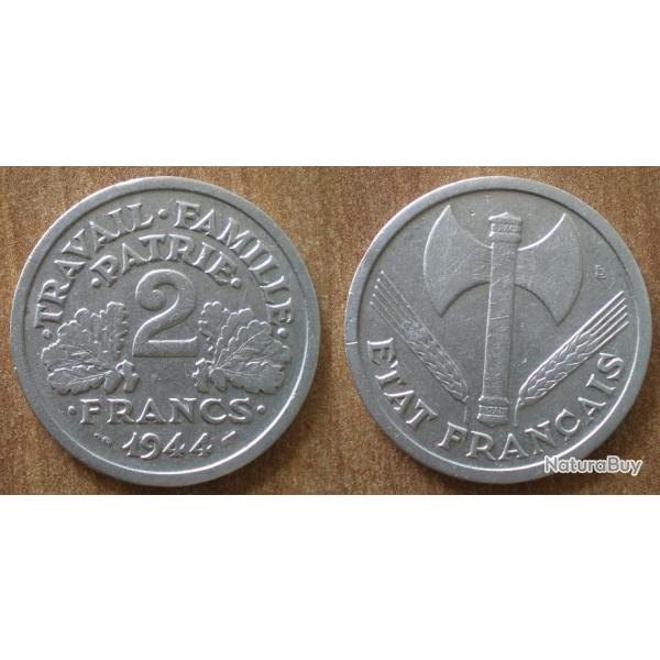 France 2 Francs 1944 Francisque Piece Aluminium Francs