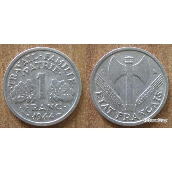 France 1 Franc 1944 C Castel Sarrazin Francisque Piece Aluminium Francs