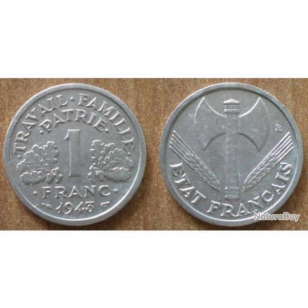 France 1 Franc 1943 Francisque Piece Aluminium Francs