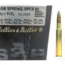 Munition  Sellier & Bellot 30-06 SPRG SPCE 11.7g 180gr x2 boites