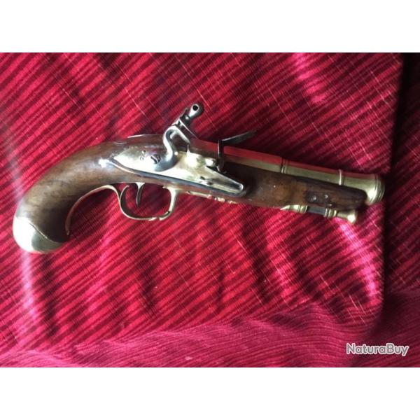 Pistolet de marine  silex fin 18me siecle