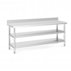 Table de travail acier inoxydable table de travail en inox adossée avec dosseret 200 x 60 x 16,5 cm