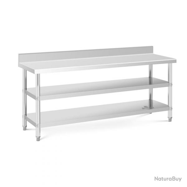 Table de travail acier inoxydable table de travail en inox adossée avec dosseret 200 x 60 x 16,5 cm