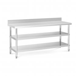 Table de travail acier inoxydable avec dosseret - 180 x 60 x 16,5 cm - 226 kg - 2 tablettes 14_0007