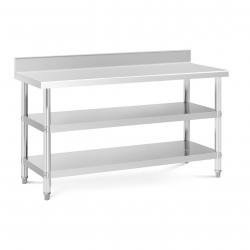 Table de travail acier inoxydable avec dosseret - 150 x 60 x 16,5 cm - 226 kg - 2 tablettes 14_0007
