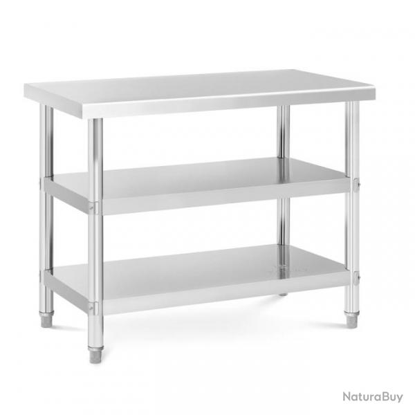 Table de travail inox - 100 x 60 x 5 cm - 185 kg - 2 tablettes 14_0007332