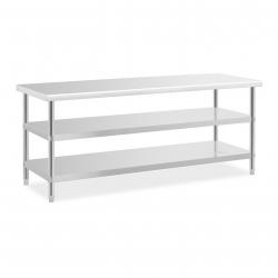 Table de travail inox - 200 x 70 x 5 cm - 231 kg - 2 tablettes 14_0007312