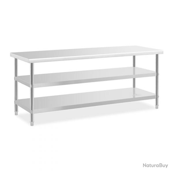 Table de travail inox - 200 x 70 x 5 cm - 231 kg - 2 tablettes 14_0007312