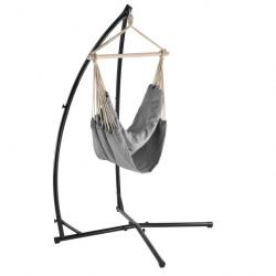 Siège suspendu fauteuil suspendu chaise hamac avec cadre coton polyester métal fritté gris et noir