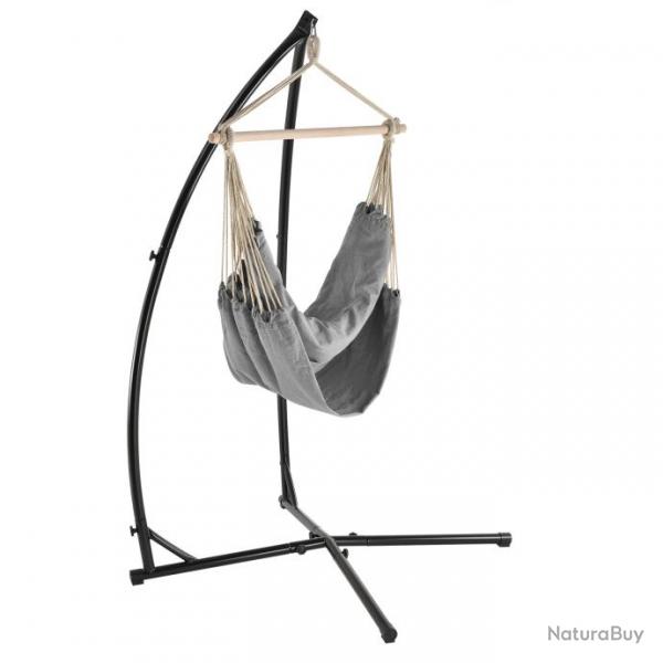 Sige suspendu fauteuil suspendu chaise hamac avec cadre coton polyester mtal fritt gris et noir