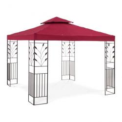 Pergola pavillon barnum tonnelle tente abri gazebo de jardin terrasse beige rouge vin - 3 x 3 m - 1