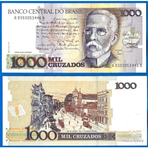 Bresil 1000 Cruzados 1988 Neuf Billet Brasil Brazil Cruzeiro Reail Reais