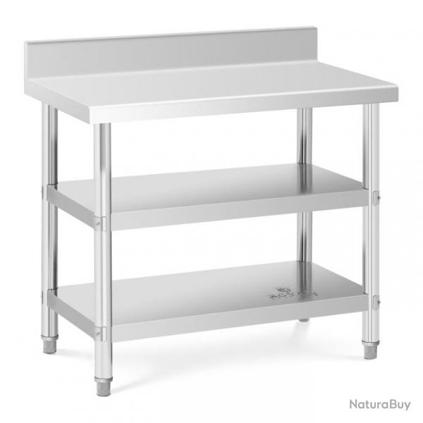 Table de travail inox table de travail en inox adosse avec dosseret 100 x 60 x 16,5 cm 199 kg 2 ta