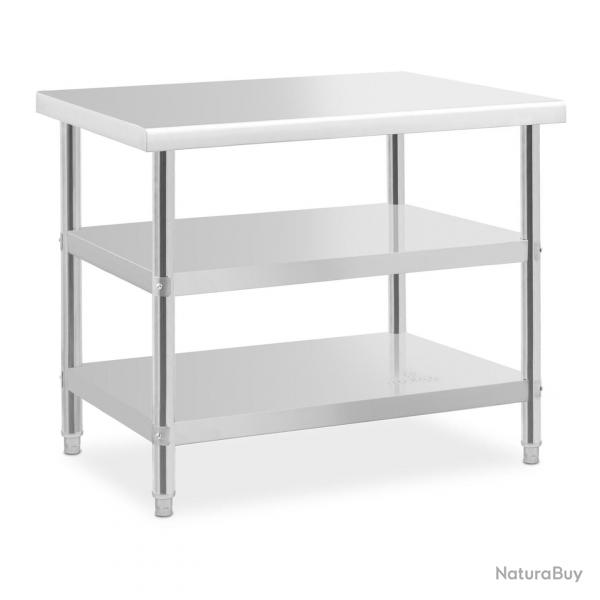 Table de travail inox - 100 x 70 x 5 cm - 190 kg - 2 tablettes 14_0007330