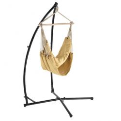 Siège suspendu fauteuil suspendu chaise hamac avec cadre coton polyester métal fritté beige et noir