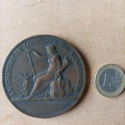 Belle médaille originale en bronze de la chambre de commerce de strasbourg des années 1920