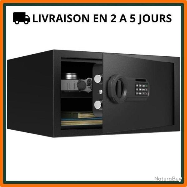 Coffre-Fort En Acier 50 L – Serrure Numérique Écran LCD – Clé De Secours – À Fixer Au Mur/Sol – Pour Bijoux, Argent, Documents