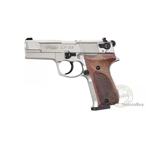 Pistolet  plomb CO2 4.5 mm WALTHER CP88 4'' (3,6 joules) Nickel Bois