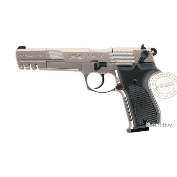Pistolet  plomb CO2 4.5 mm WALTHER CP88 Competition 6'' (4 joules) Nickel