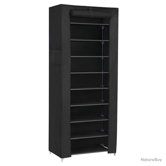 Armoire Étagères à Chaussures 10 Couches avec Housse 45 Paires de  Chaussures Rangement Pratique Couleur Noir