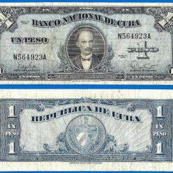 Cuba 1 Peso 1960 Jose Marti Billet Pesos