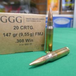 Cartouches GGG 308 Winch FMJ 147grs boites de 20
