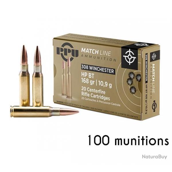 100 Munitions PARTIZAN PPU 308 win HPBT 168gr 