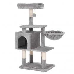 Arbre à chat multi-niveaux hauteur 110 cm niche gris clair 12_0001163
