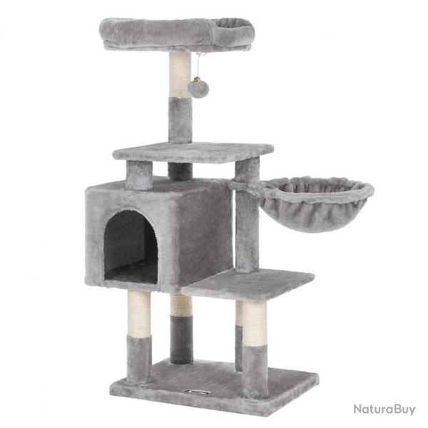 Arbre  chat multi-niveaux hauteur 110 cm niche gris clair 12_0001163