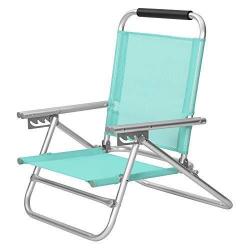 Chaise de plage portable siège d'extérieur pliable dossier réglable sur 4 positions avec accoudoirs