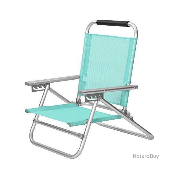Chaise de plage portable sige d'extrieur pliable dossier rglable sur 4 positions avec accoudoirs