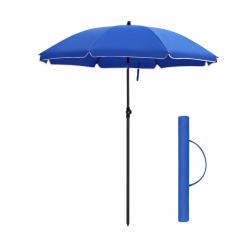 Parasol droit diamètre 160 cm UV 50+ nervures en fibre de verre toile polyester inclinable sac de t