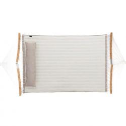 Double hamac rembourré avec barres de protection incurvées amovibles en bambou avec oreiller tissu