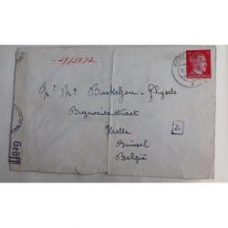 Enveloppe expédiée le 19 mars 1943 d'Allemagne vers la Belgique L'enveloppe comporte différentes inf