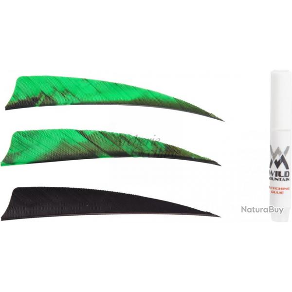 WILD MOUNTAIN PLUMES NAT. 4" COMBO NOIR /VERT /VERT