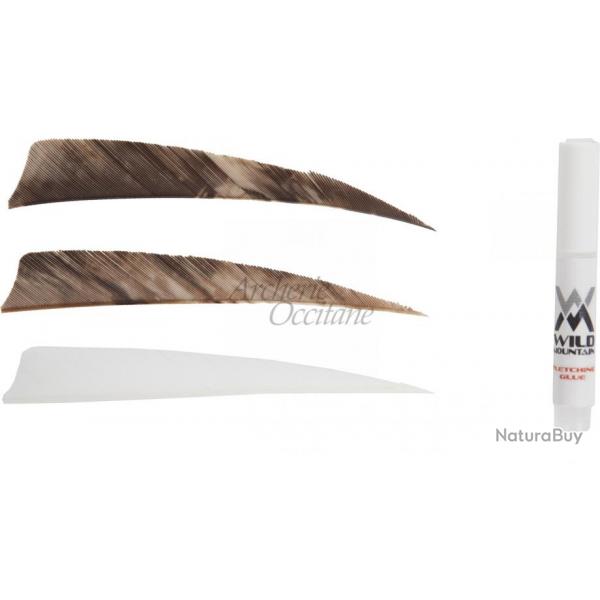 WILD MOUNTAIN PLUMES NAT. 4" COMBO BLANC/MARRON/MARRON