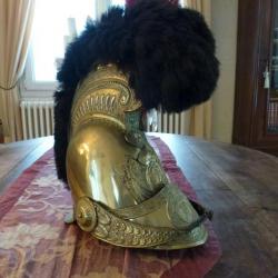 Rare, superbe casque d'officier de sapeur pompier des bâtiments royaux